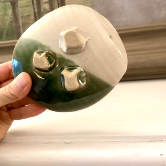 Studio Pottery 2 Ps Set Green Tone Soap Dish Spunge Or Toothbrush Holder - Picture 6 of 12